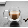 double wall glass coffee cup mugs with handle